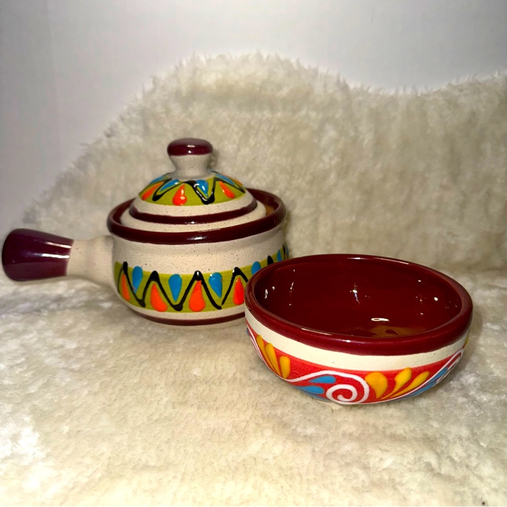 Mexican Colorful Ceramic Soup Bowl and Salsa Bowl Set